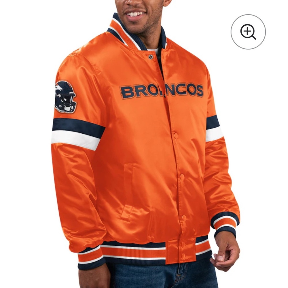 Men's Denver Broncos Starter Orange Home Game Satin Full-Snap Varsity Jacket